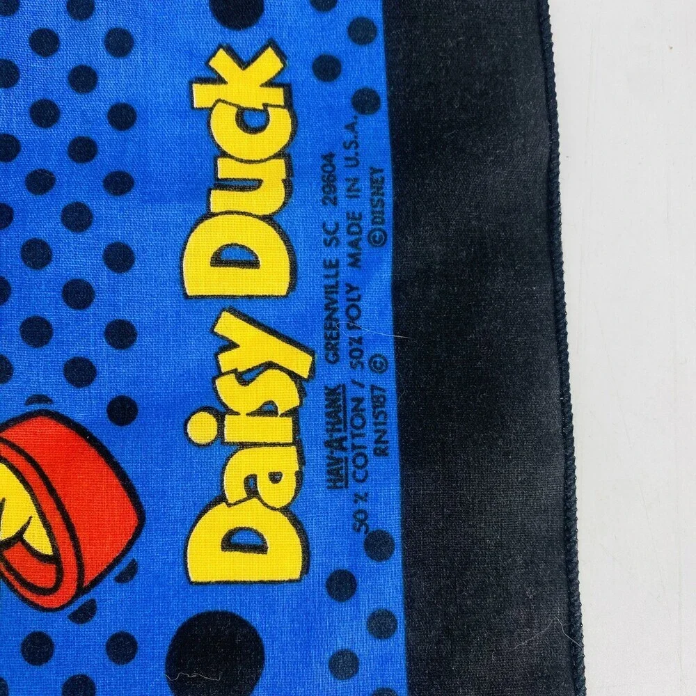 Vintage 1990's Disney Bandana Blue Black Mickey Minnie Pluto Daisy Donald Duck